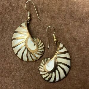 Vintage Genuine Abalone & Gold Earrings